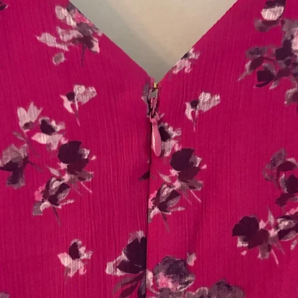 DKNY Fuchsia Floral Faux Wrap Dress - Picture 6 of 10